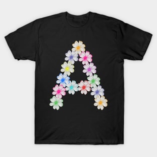 Letter A, flower, cosmos flowers, floral, nature T-Shirt